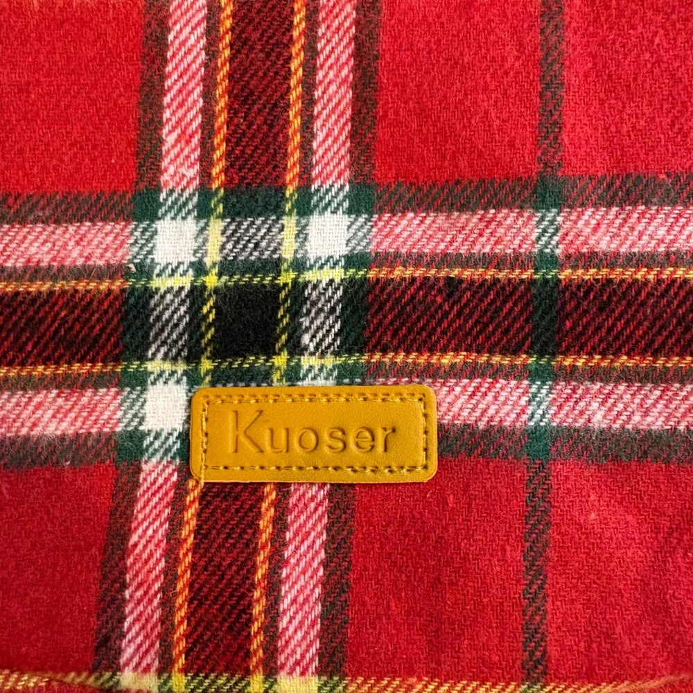 Kuoser Dog Coat Red‎ Plaid Reversible Winter Pet Jacket Vest Large 001MF_L
